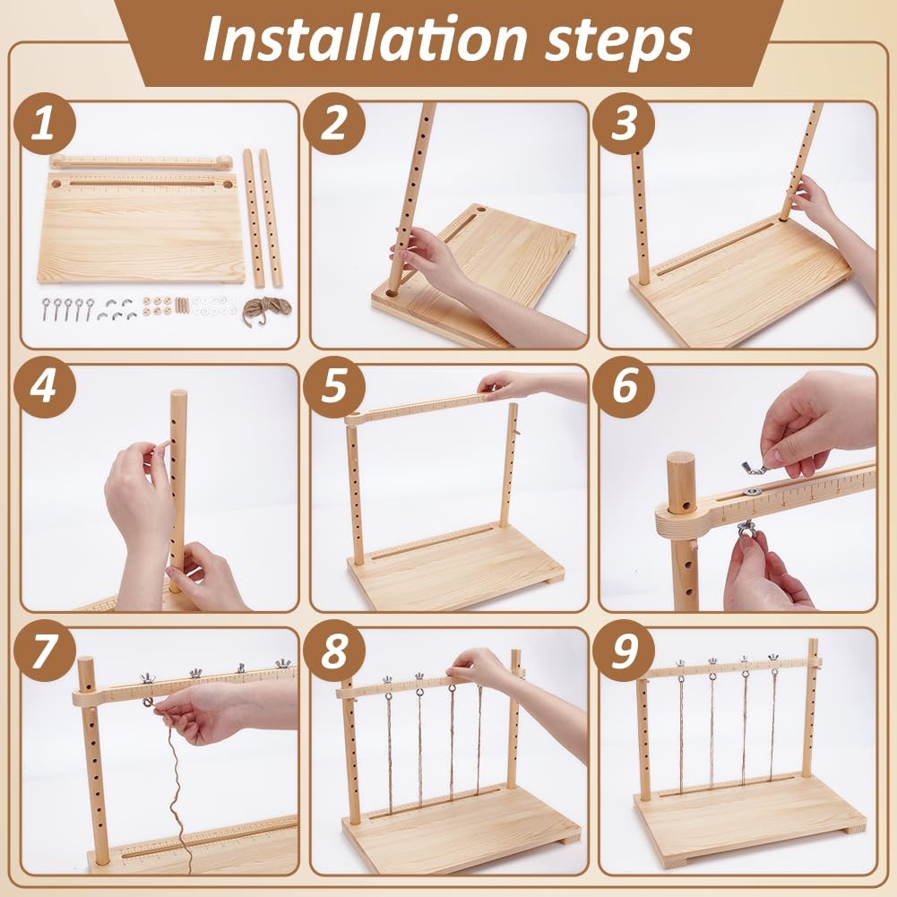15.7X9.4Inch Bookbinding Sewing Frame Set, Hand DIY Binding Tools with Hemp Rop