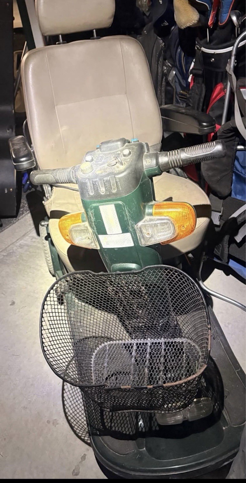 4-Wheel Mobility Scooter Electric/Battery Green/Beige w/ Front Basket