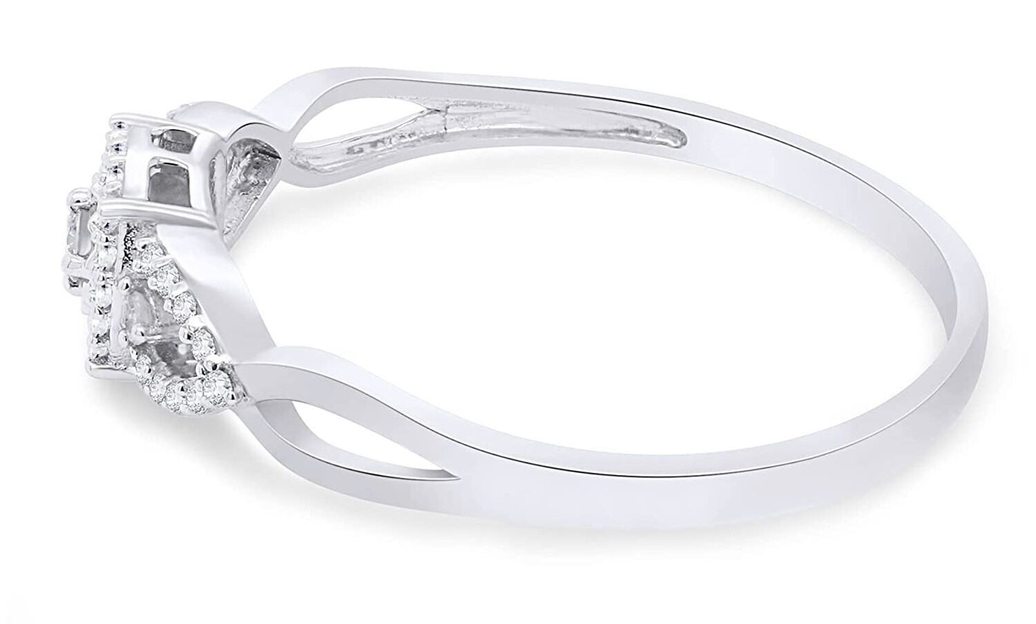 1/4ct Infinity Split Shank Promise Ring Natural Round Diamond Sterling Silver