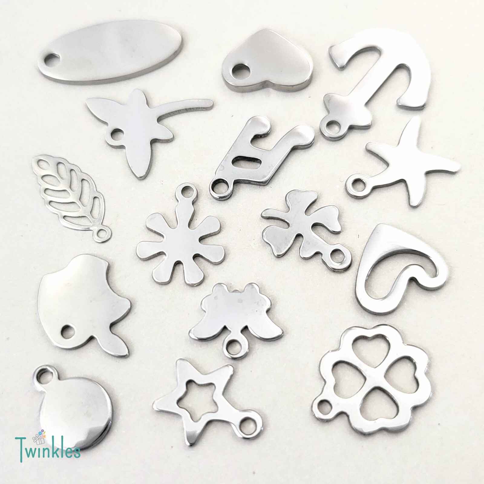 5pcs Polished Stainless Steel Pendant Heart Star Anchor Apple Butterfly Charm