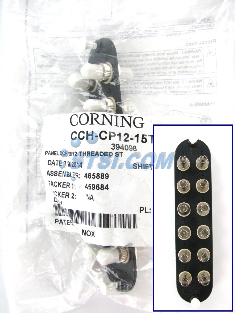 Corning CCH-CP12-15T Patch Panel 12 ST Simplex OM1 Multimode 62.5 Adapters ~STSI