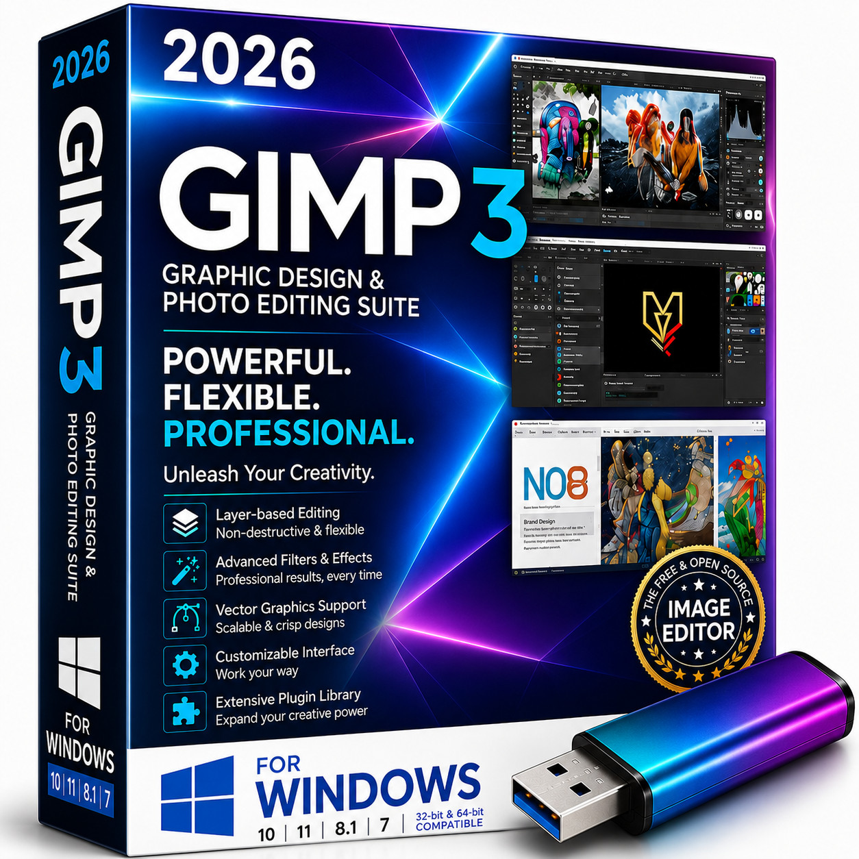 GIMP 3.2.4 (2026) Pro Graphic Design - Image Editing Software Program ~ Windows