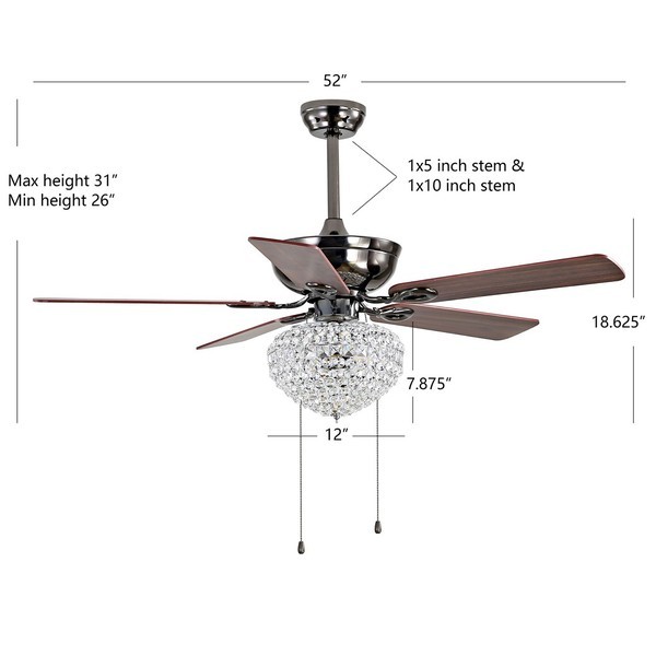 Safavieh KORLA 3 LT 52 INCH CEILING FAN, Reduced Price 2172795322 CLF1017A