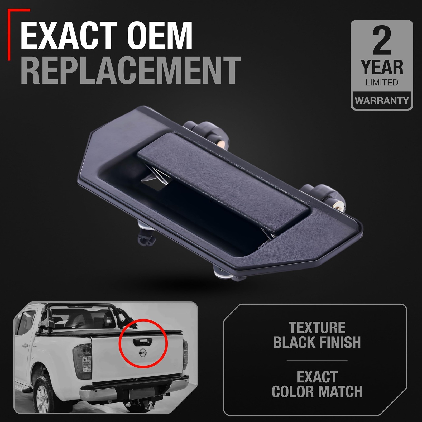 T1A Tailgate Handle Assembly - Compatible with 1998-2000 Nissan Frontier, 198...