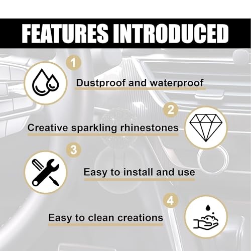 Bling Car Push Starter Button Cover, Rhinestone Auto Engine Joystick Black