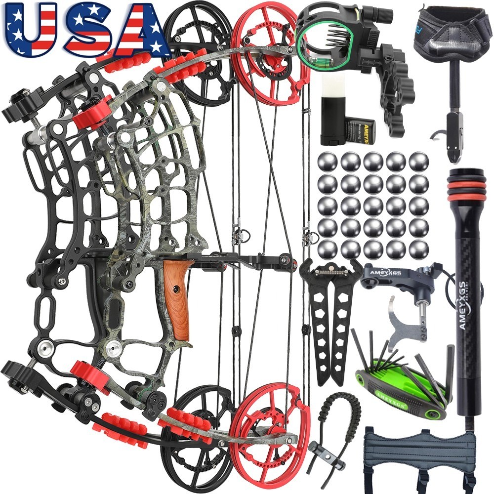 30-60lbs Dual-use Compound Bow Kit Steel Ball Arrows Fishing Sports Field Target