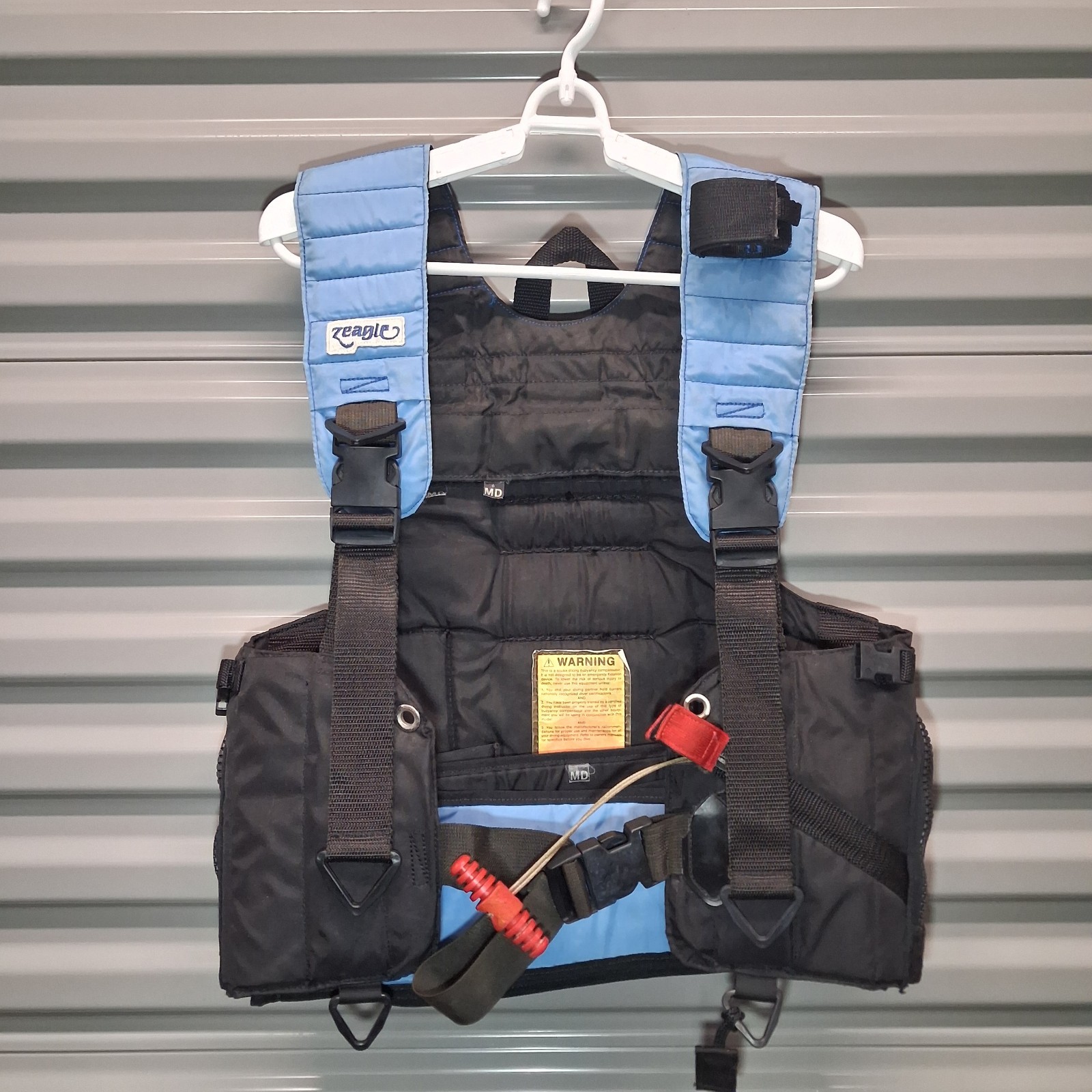 Vintage Zeagle Scuba Diving Modular Vest Harness Ripcord Blue MEDIUM *No BC*
