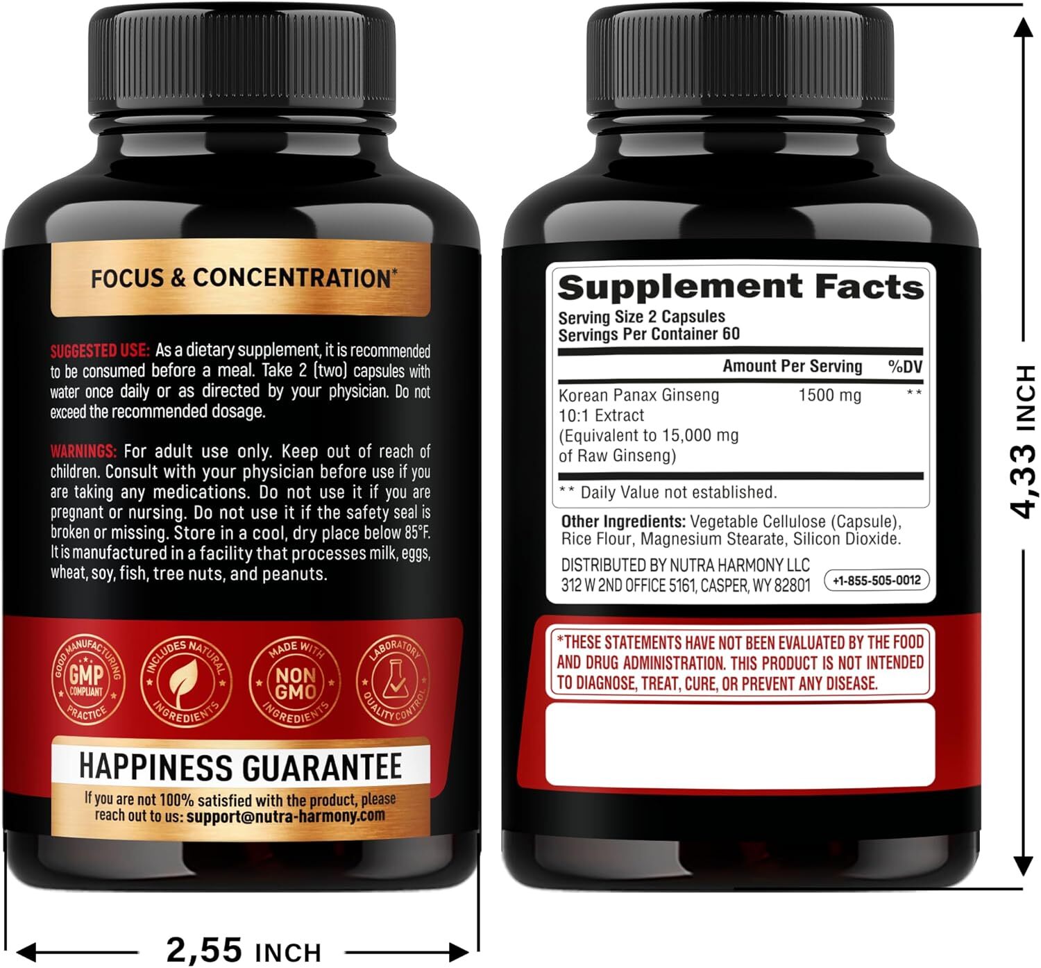 Panax Ginseng 15,000 Mg - Red Korean Ginseng Supplement for Men - Extra Strength