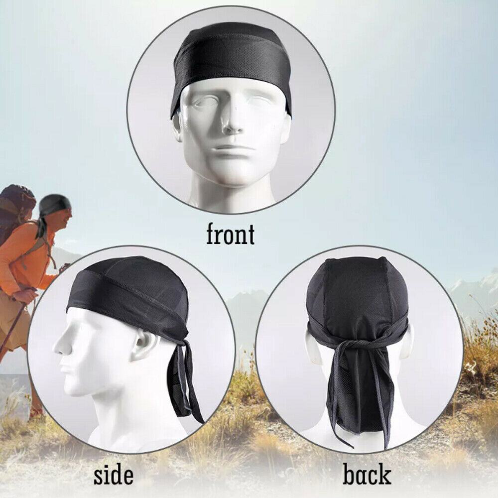 Motorcycle Wrap Biker Du Do Black Bandana Paisley Doo Rag Head Skull Cap Durag