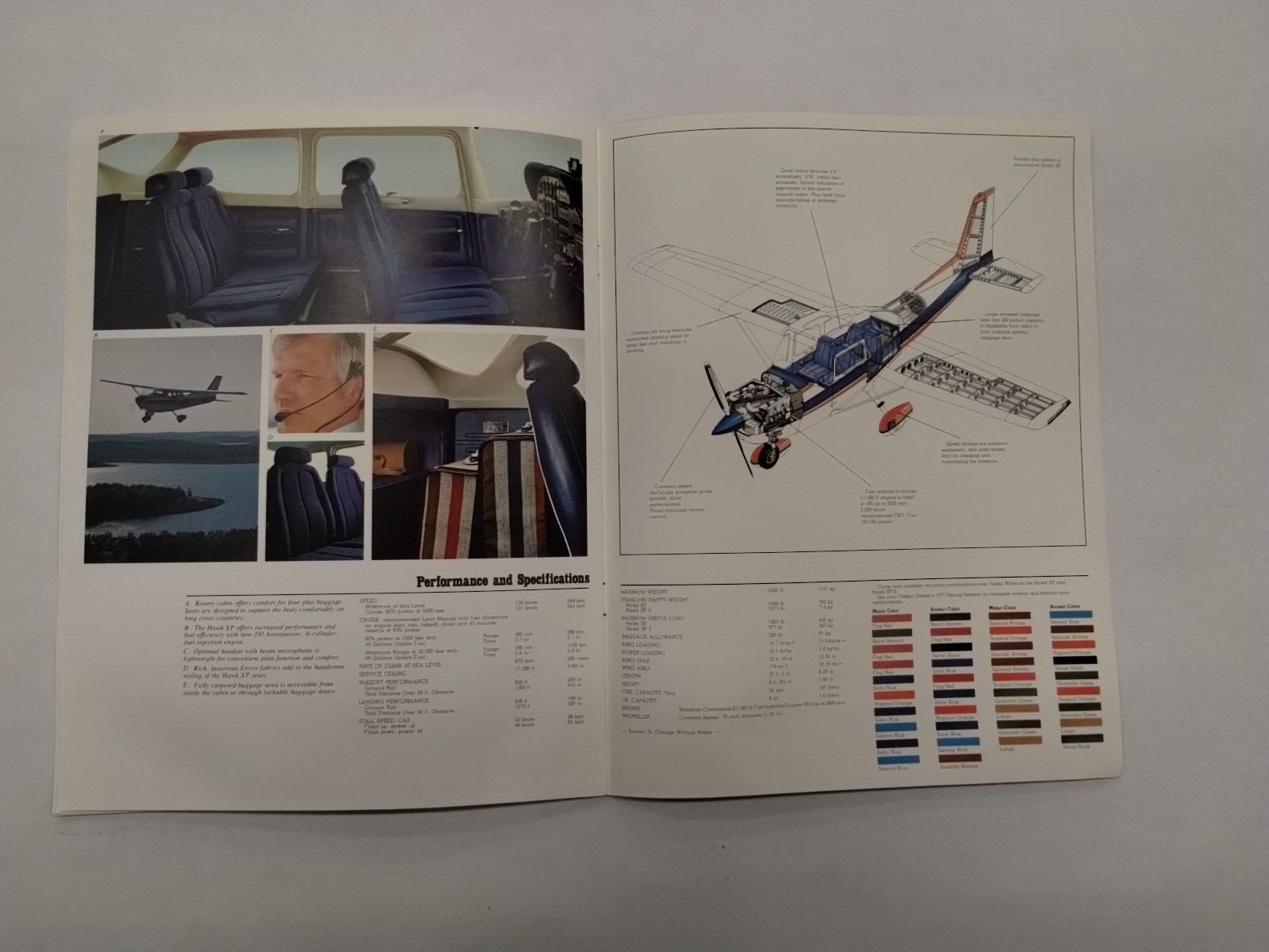 2-Cessna 1977 Commuter, Skyhawk/100, Hawk XP & Cardinal Brochures-Original