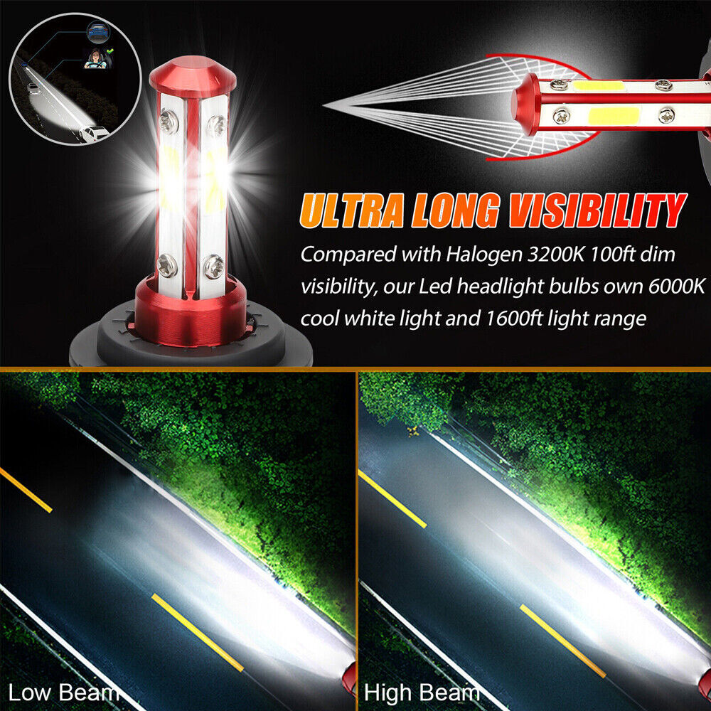 2x 9007/HB5 LED Headlight Bulbs Kit 6500K White High Low Beam Light Super Bright