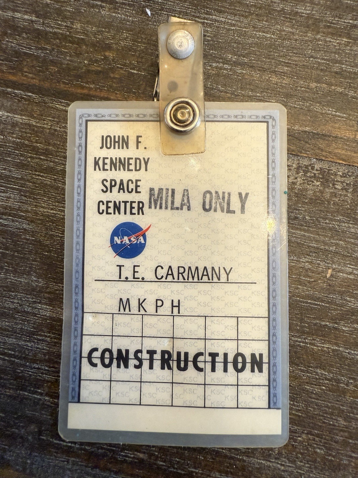 1964 NASA Kennedy Space Center “Mila Only” Construction Pass In Great Condition