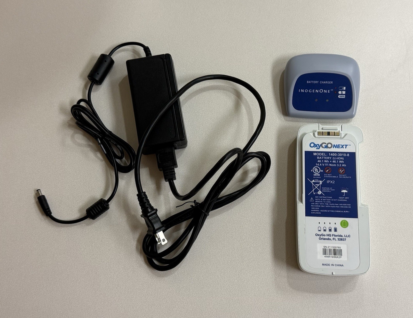 Lot Inogen One G5 Oxy Go Next Portable Oxygen Battery + Charger + Power Cord