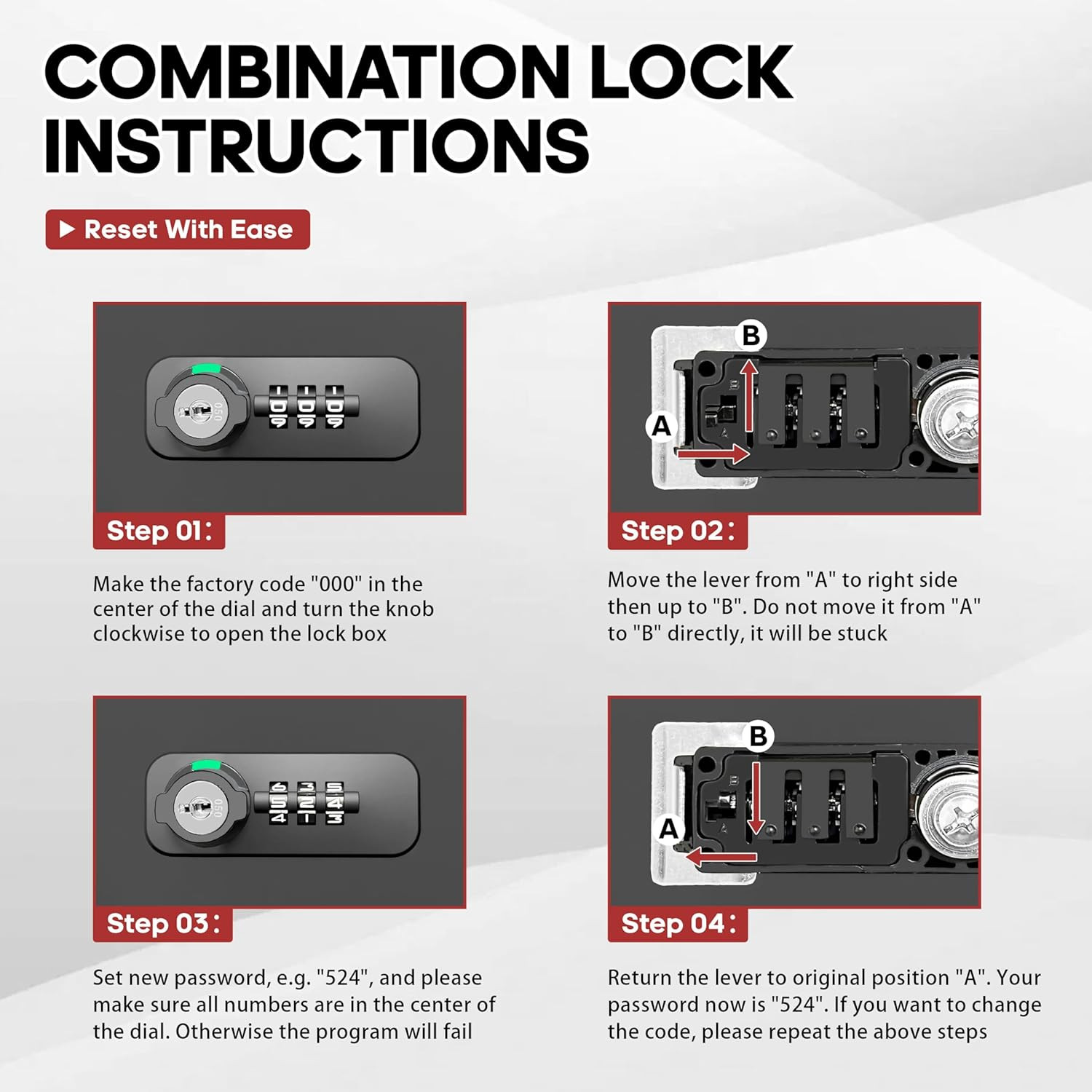 Fireproof Lock Box with Key and Combination Lock, Fire Safe Document Box, Portab