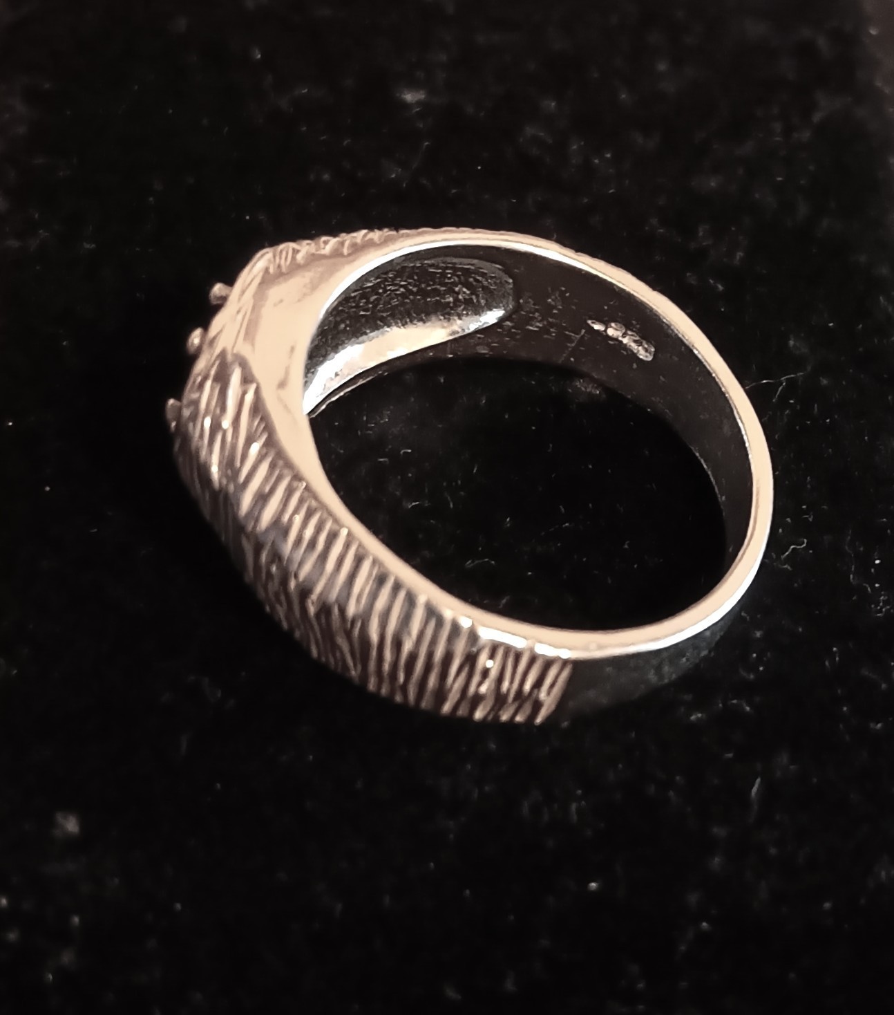 6 mm Trillion Triangle Setting Ring Solid 925 Silver Textured Pre-Notched Size 9