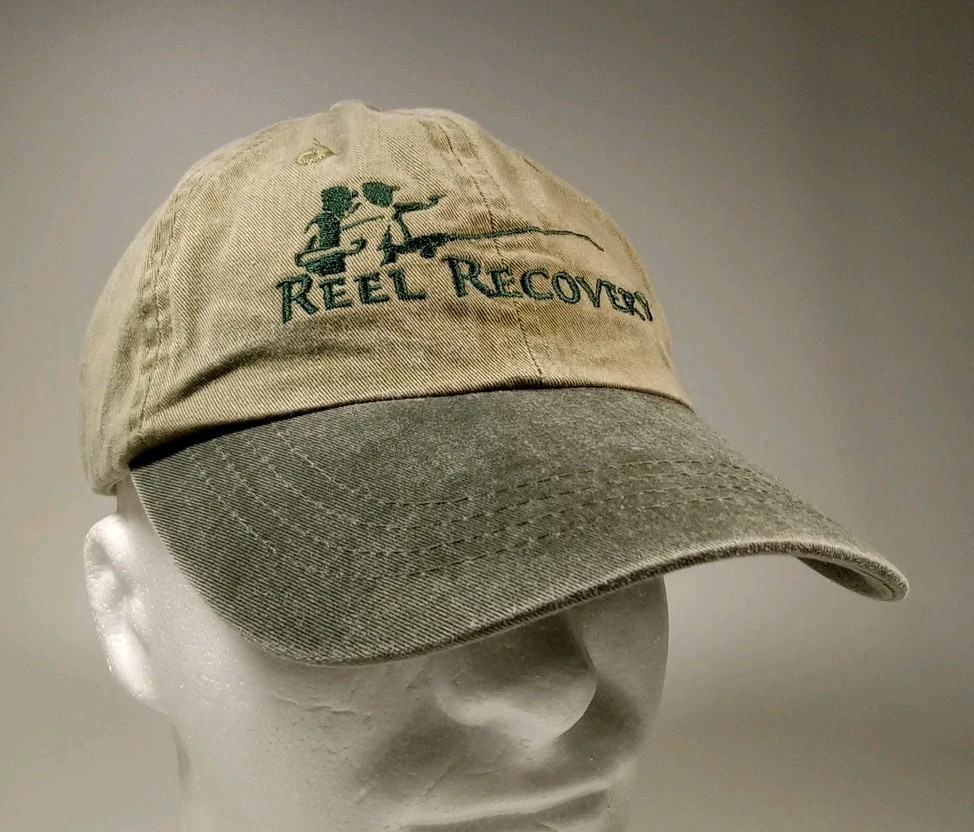 REEL RECOVERY Fly Fishing Cancer Beige Baseball Cap Be Well Fish On Adjustable