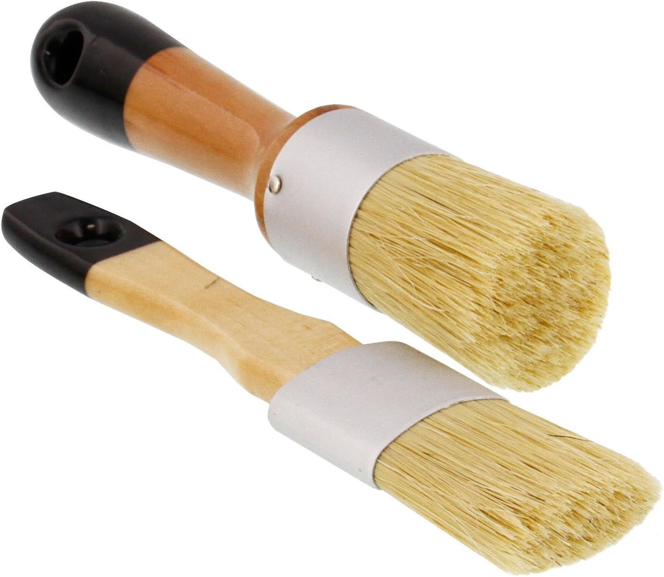 U.S. Art Supply 2-Piece Multi Use Oval and round Chalk, Wax and Stencil Brushes