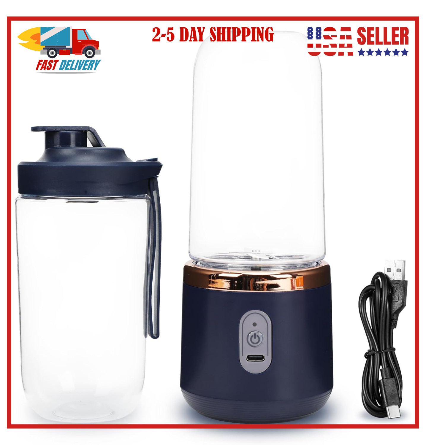 Portable Blender 14 OZ Personal Mini Protein Shakes,2Juicer Cup USB Rechargeable