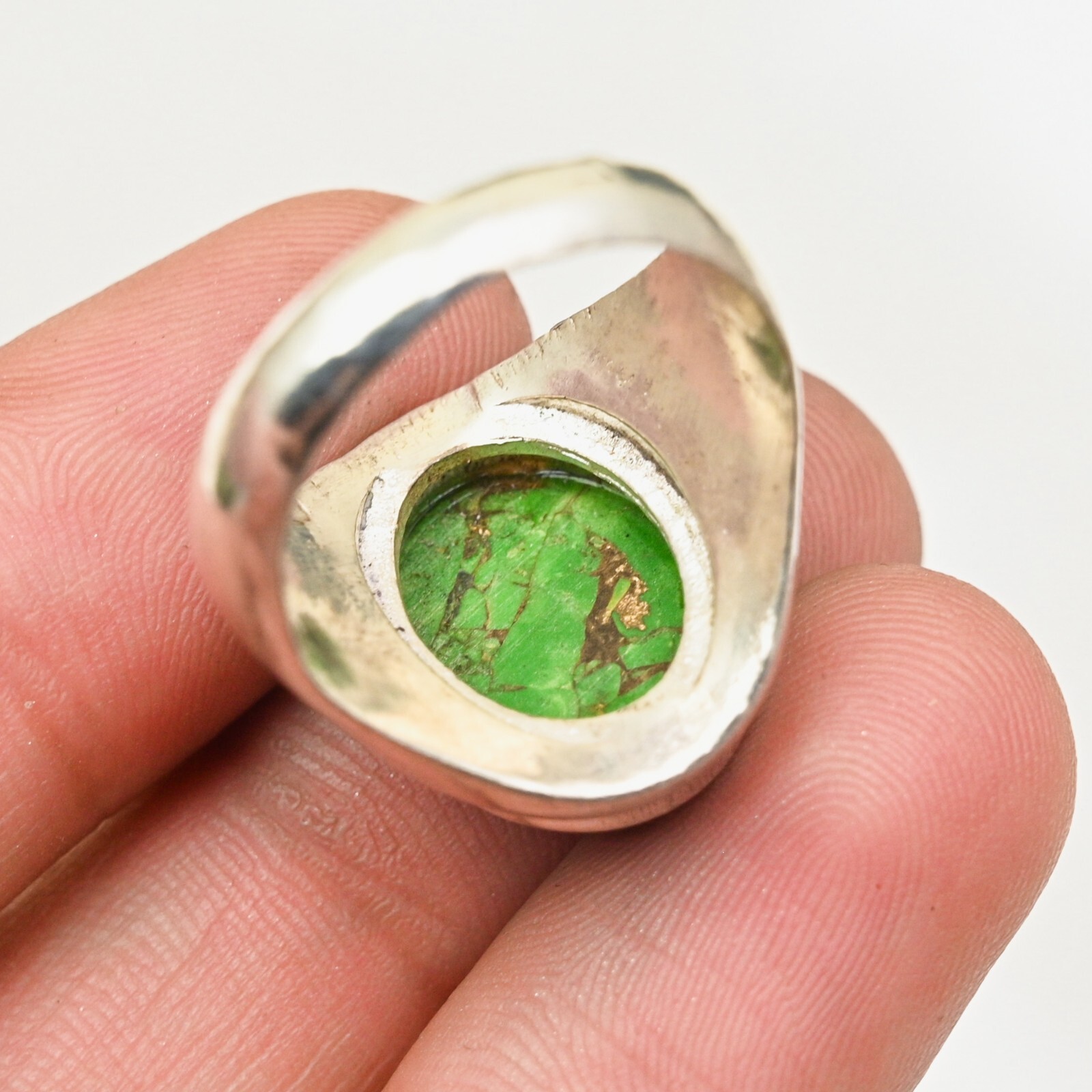 Green Copper Turquoise 925 Sterling Silver Statement Men's Ring, All Size M156