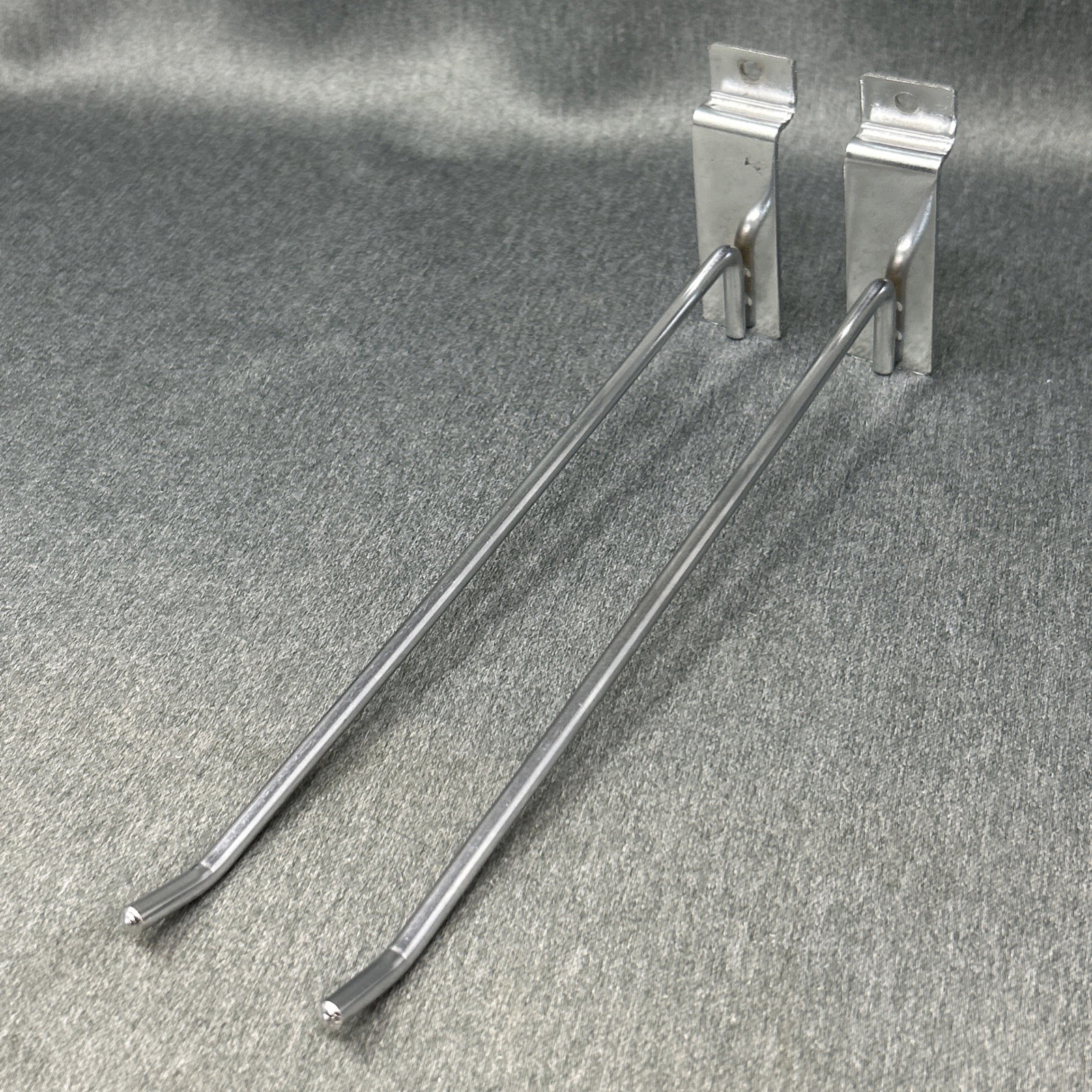 Set of 2 Chrome 10 Inch Slatwall Peg Hooks Metal Retail Display Hangers
