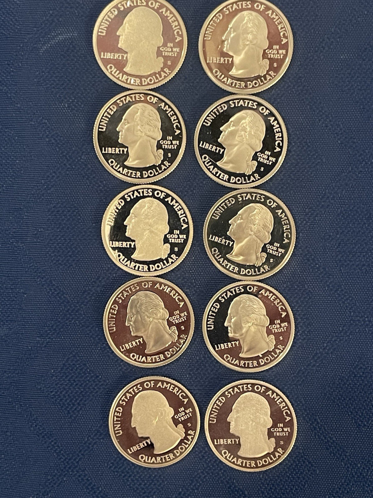 38 Silver Proof Quarters US Mint State And Territory Various Years
