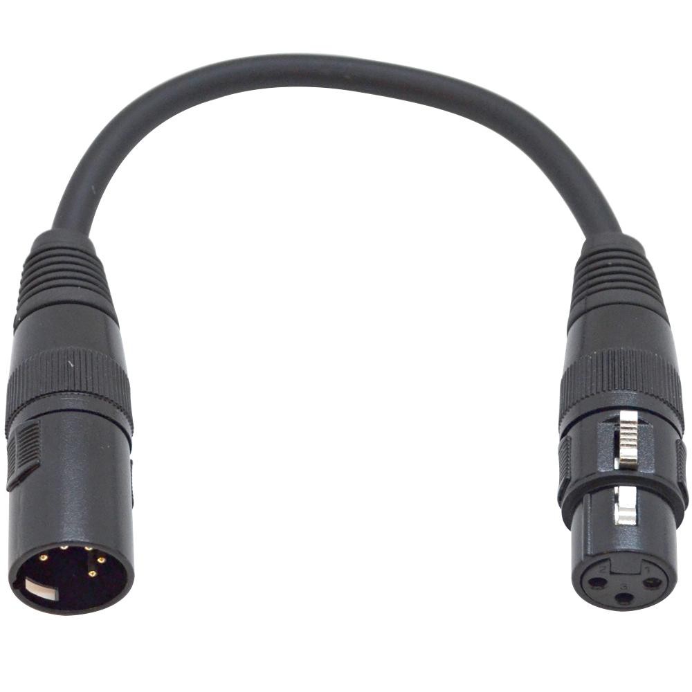 6 Inch 3 Pin XLR Female to 5 Pin XLR Male DMX Turnaround Adapter Cable