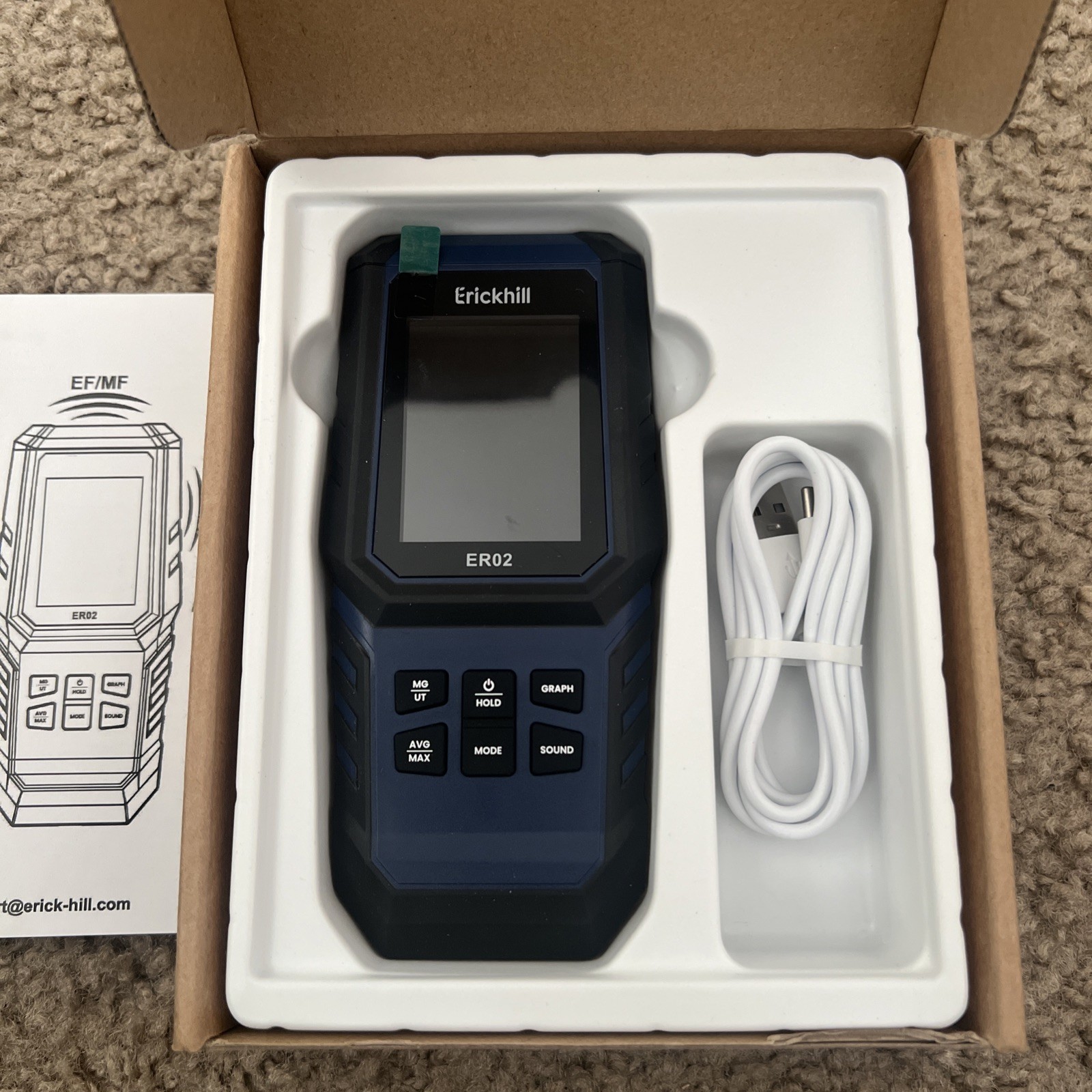 ERICKHILL ER02 EMF Meter Electromagnetic Field Radiation EF RF MF Detector Tool