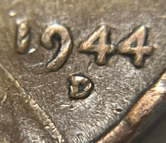 1944 D Wheat Penny Error 4 Touching 4 Date Error