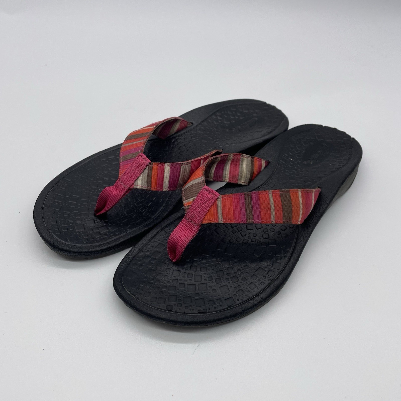 Clarks Women’s Multi Stripe Flip Flop Thong Sandals Size US 7 M