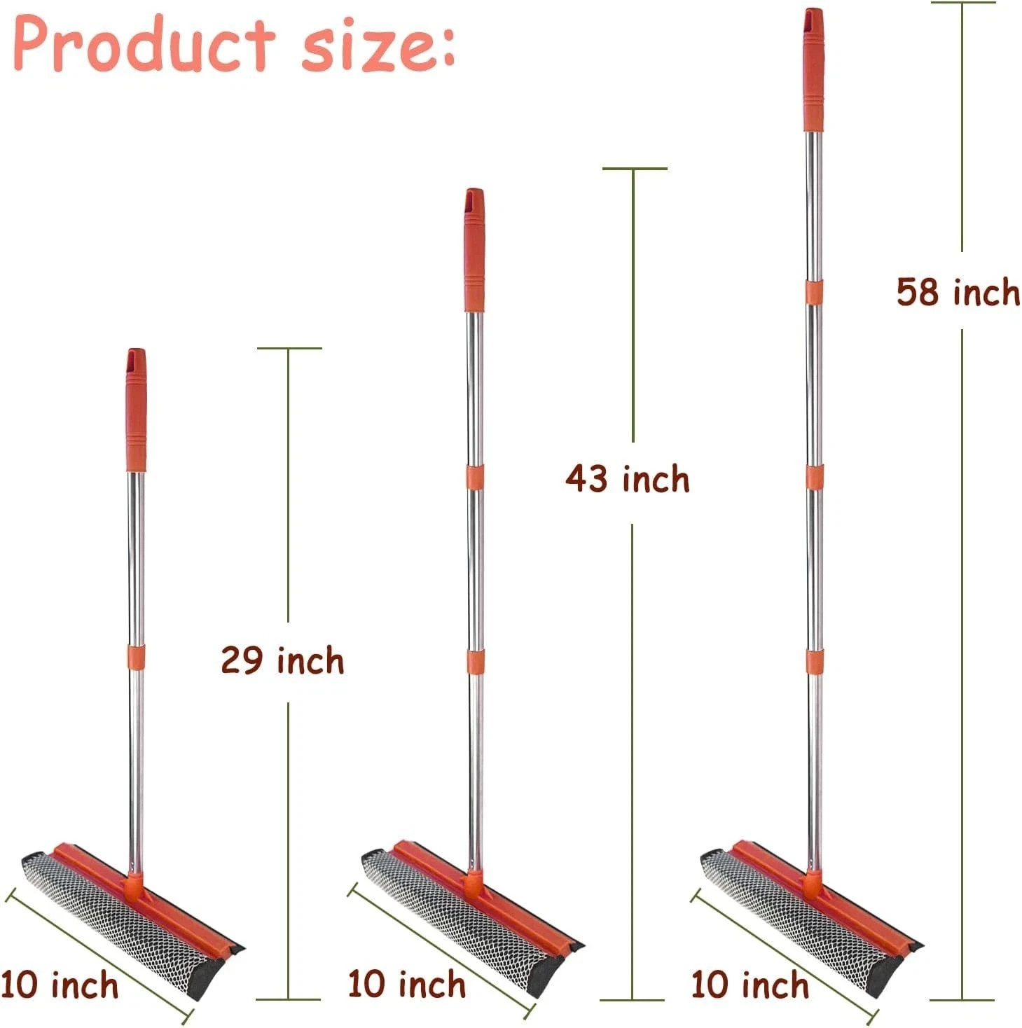 Professional Window Cleaning Kit 58 Inches Long Handle Squeegee Mop Cleaning Ne