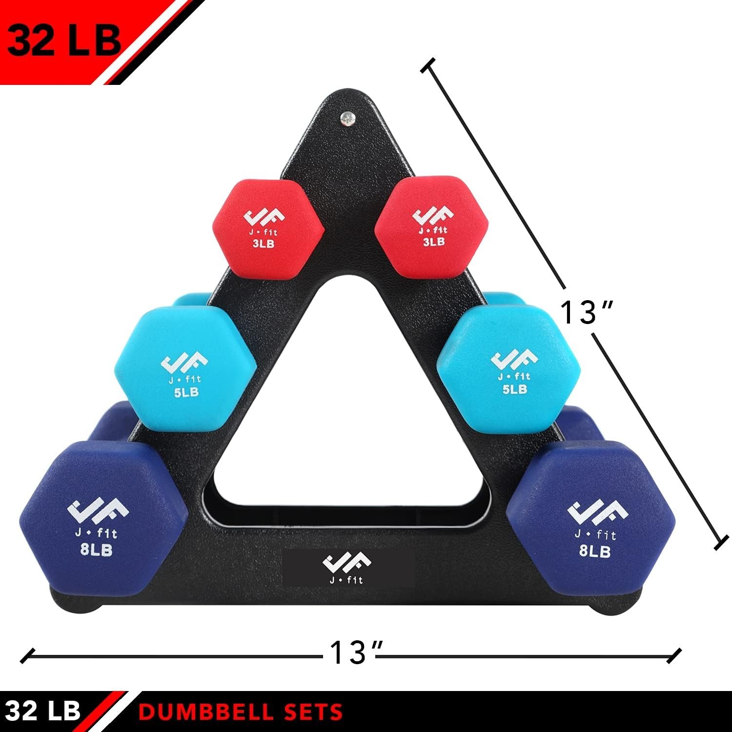 Efficient 32lb Dumbbell Set with Rack - Rust Resistant, Safe Grip for Workouts