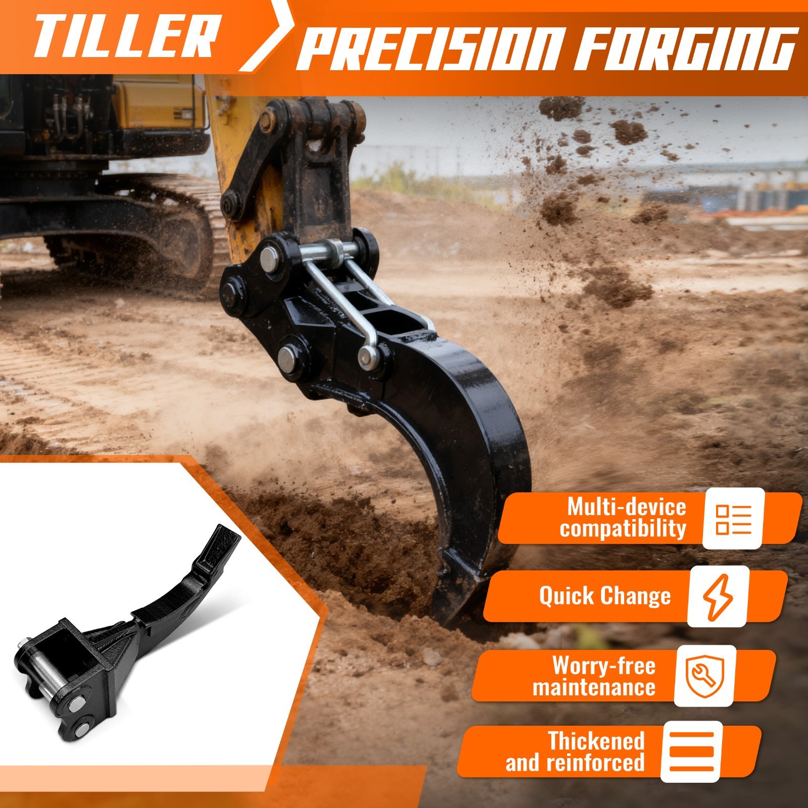 Ultimate 9-in-1 Digger Attachment Set: From Demolition to Leveling & Raking