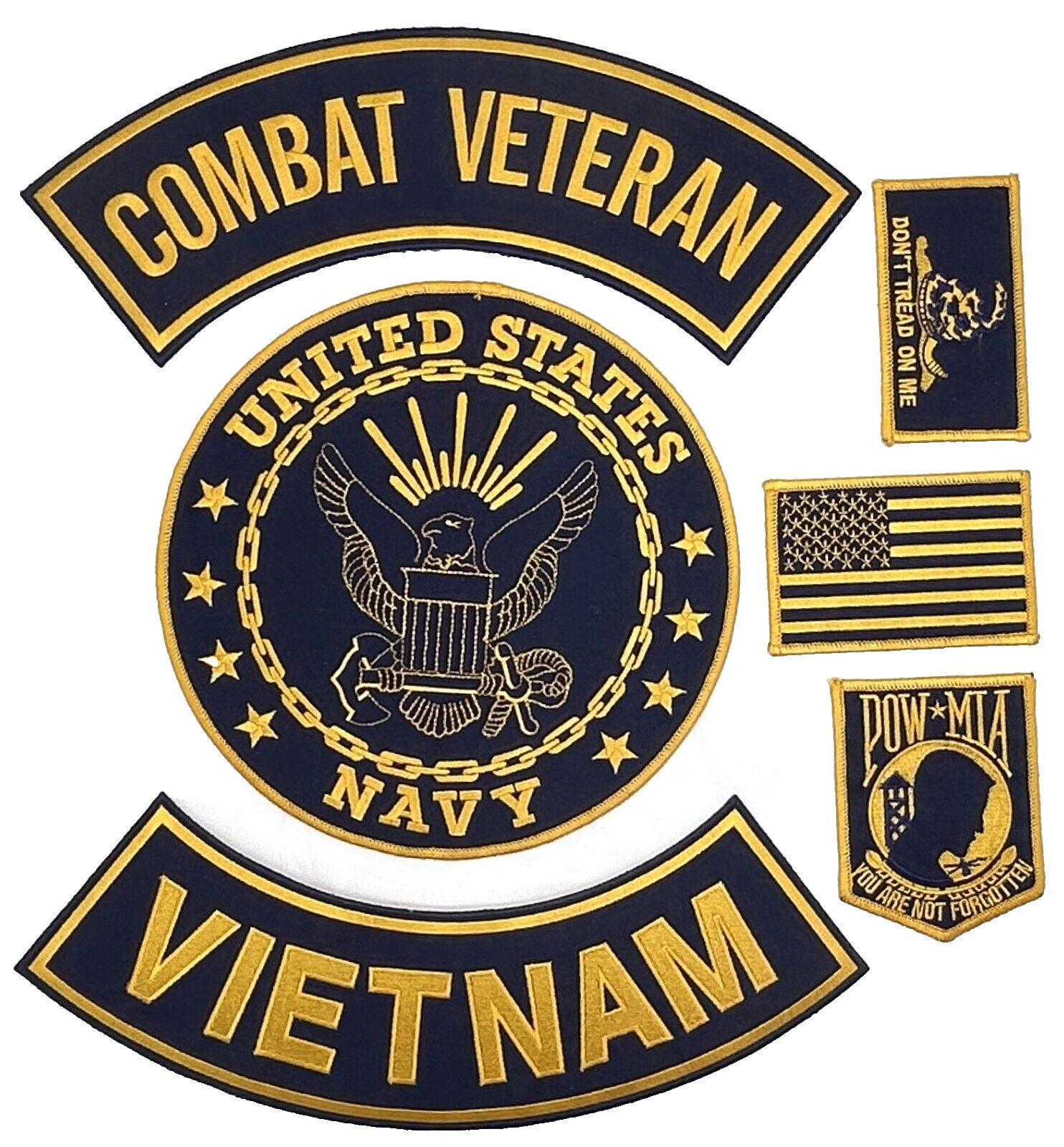 U.S. NAVY COMBAT VETERAN VIETNAM MILITARY MOTORCYCLE VEST LOT OF 6 PATCHES
