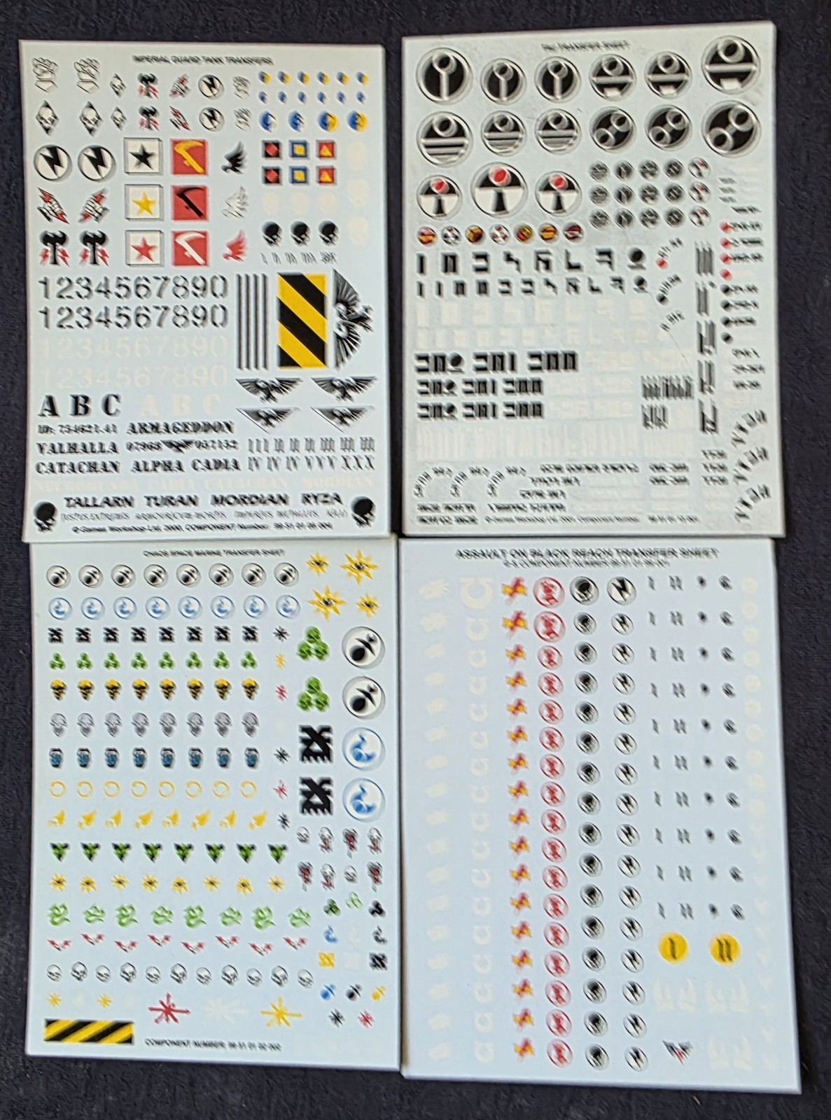 Warhammer 40k Decal Transfer Sheets x 4