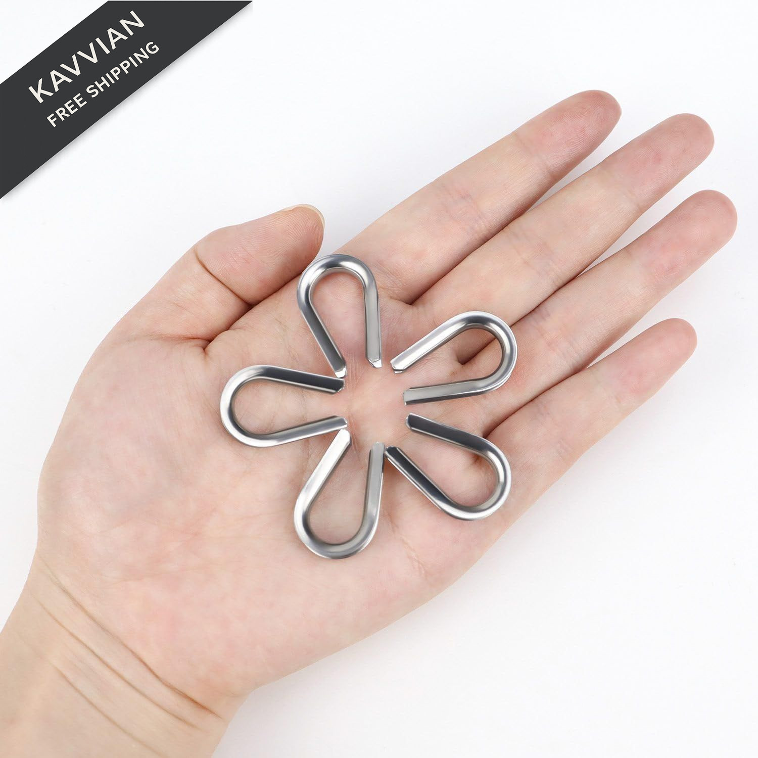 50 Pack Wire Rope Thimble 304 Stainless Steel Thimbles M3...