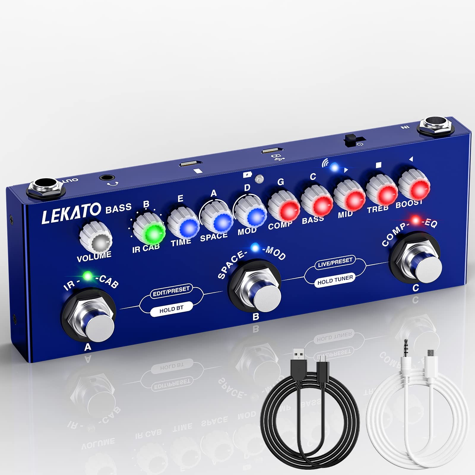 Bass Multi Effects Pedal, Guiter Peda with IR Loading 9 AMP Models, Delay Rev...