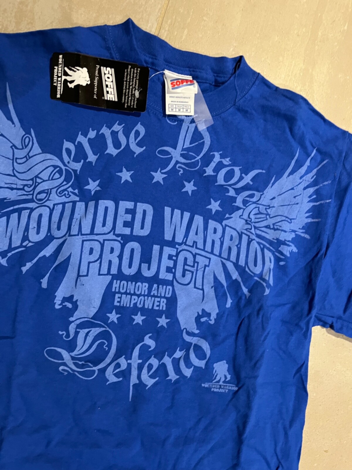 WOUNDED WARRIOR PROJECT TSHIRT,NOS,MEDIUM,ROYAL BLUE,100% cotton ,silk screen