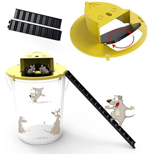 5 Gallon "Flip & Slide" Bucket Trap – Humane Mouse, Rat, Rodent Live Multi-Catch