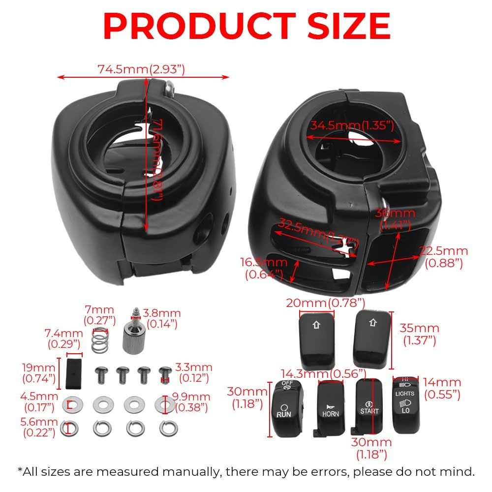 Black Switch Housing Cover w/ Button Caps For Harley Sportster XL Dyna Row Rider
