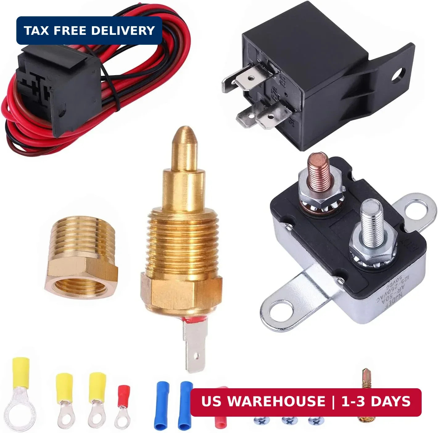 185-200 Degree Electric Cooling Fan Thermostat Kit Electric Fan Relay Kit Temp S