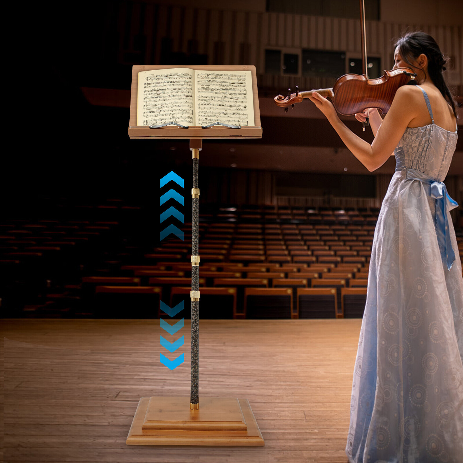 New 340° Adjustable Music Stand Portable Musician's Bamboo Music Stand Free Ship