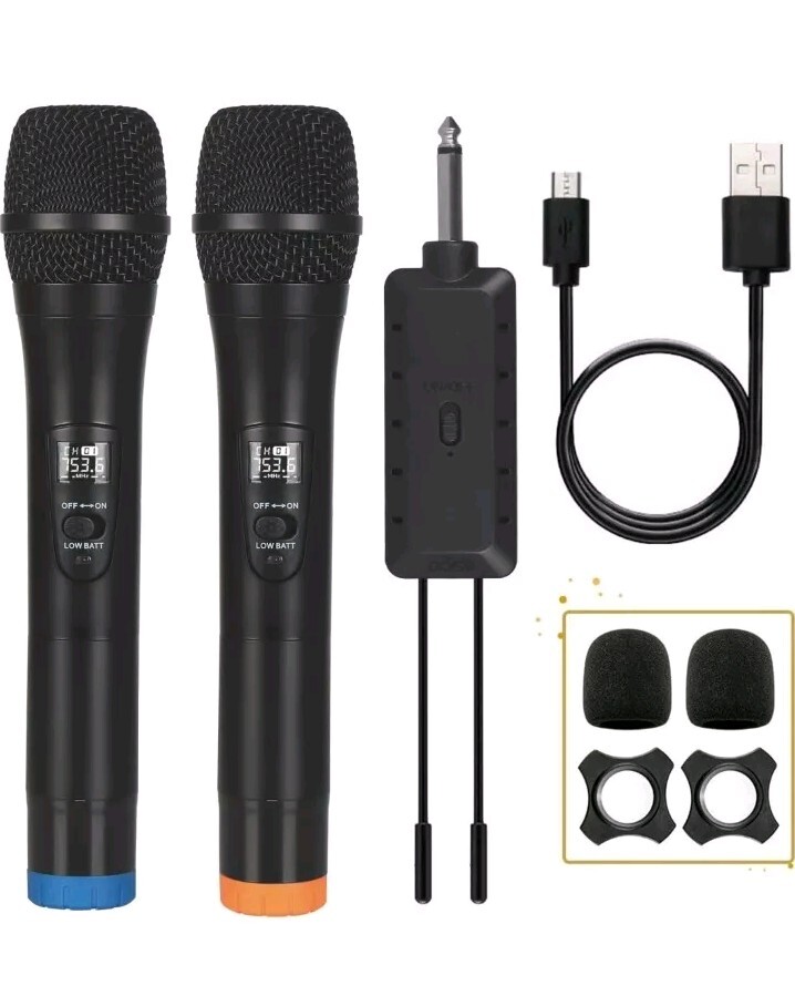 ALPOWL Wireless Microphone, UHF Dual Cordless Dynamic Mic System,Handheld Karaok