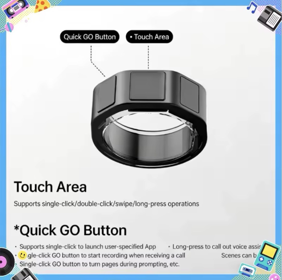 INMO GO3 Ring 4 Smart Bluetooth, Voice Control, Official Wearable Size S, M, L