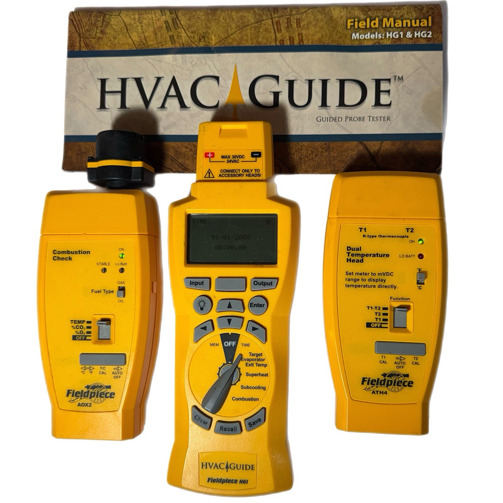 HG1 HVAC Fieldpiece Guide Kit TESTED AOX2 Combustion ATH4 Dual Temp w/ Manual