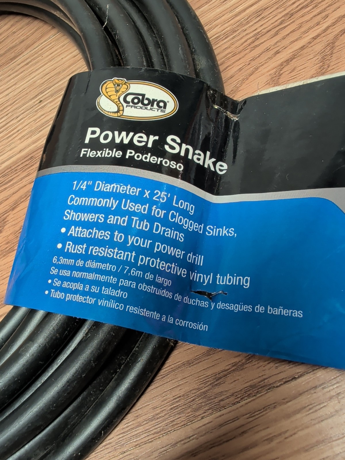 Power Snake Drain Auger 1/4 " X 25 '