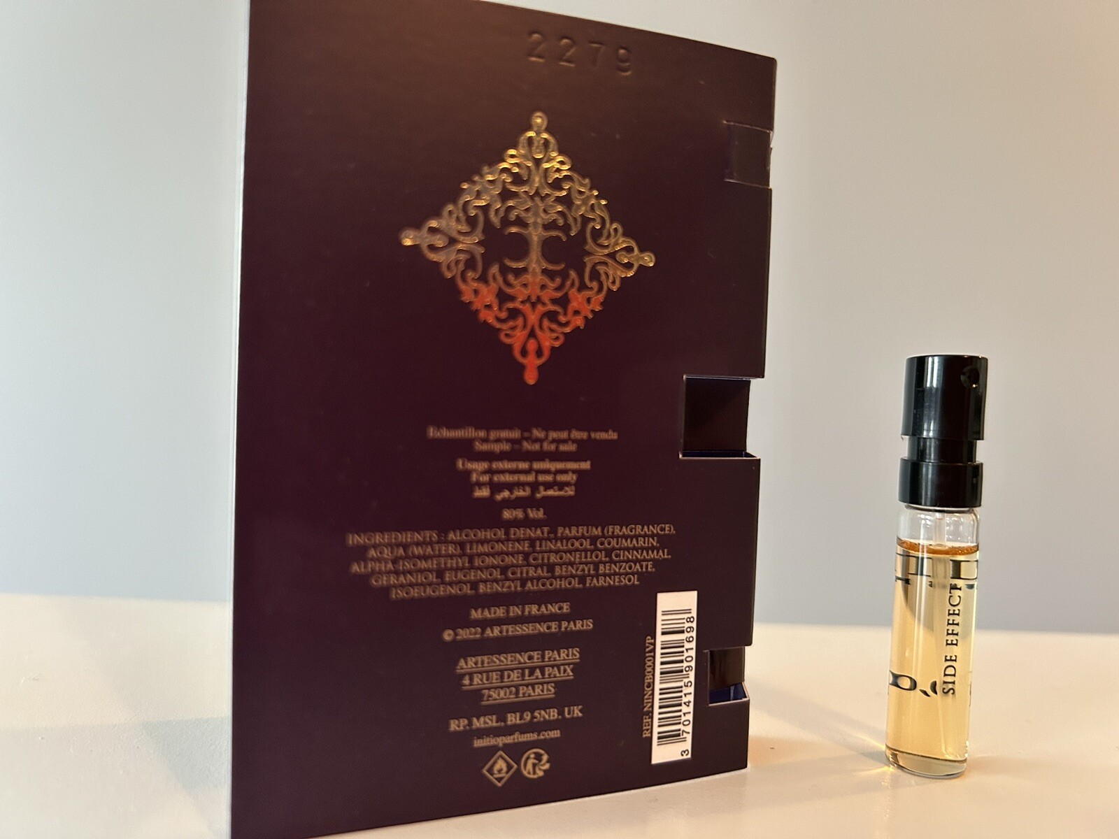 Initio Parfums Side Effect Eau de Parfum sample spray 1.5 ml /.05 fl oz NEW!