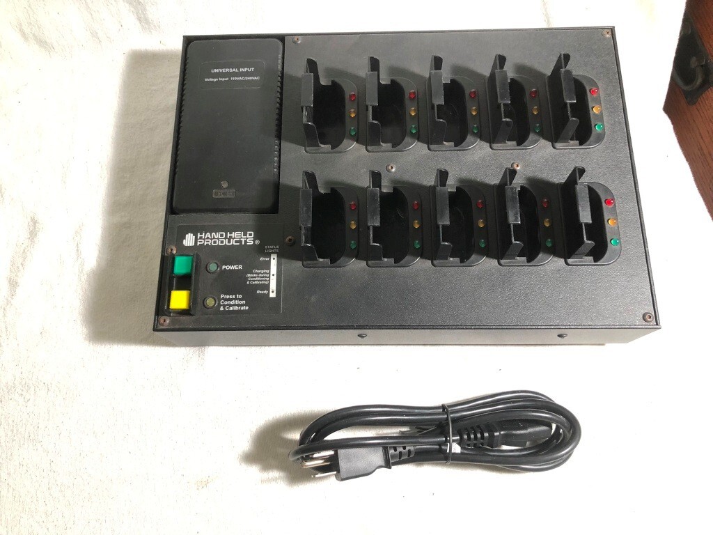HHP Handheld Products 10-Slot Battery Charger 7200 Dolphin 90009373 + batteries