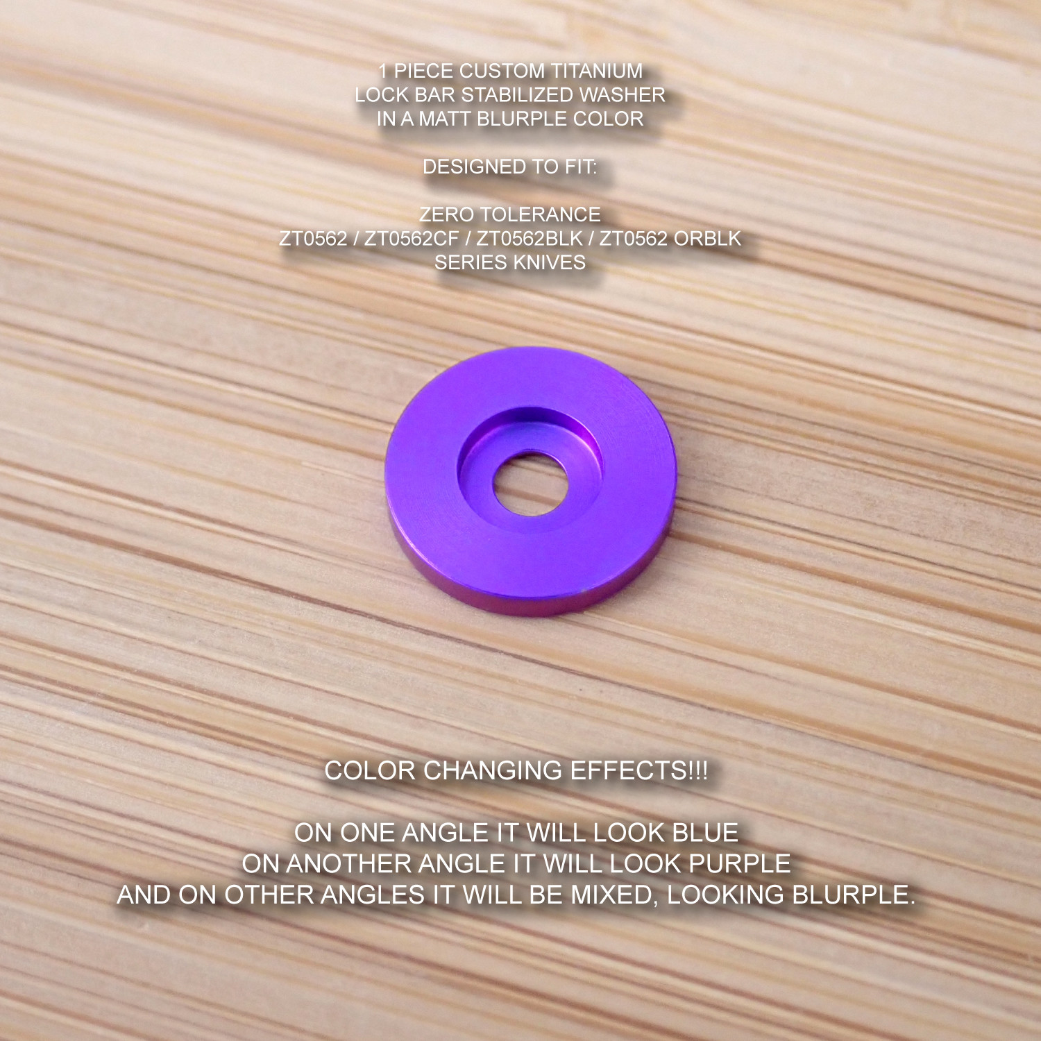 Zero Tolerance ZT0562 ZT 562 562CF Custom Titanium LBS Washer - MATT BLURPLE