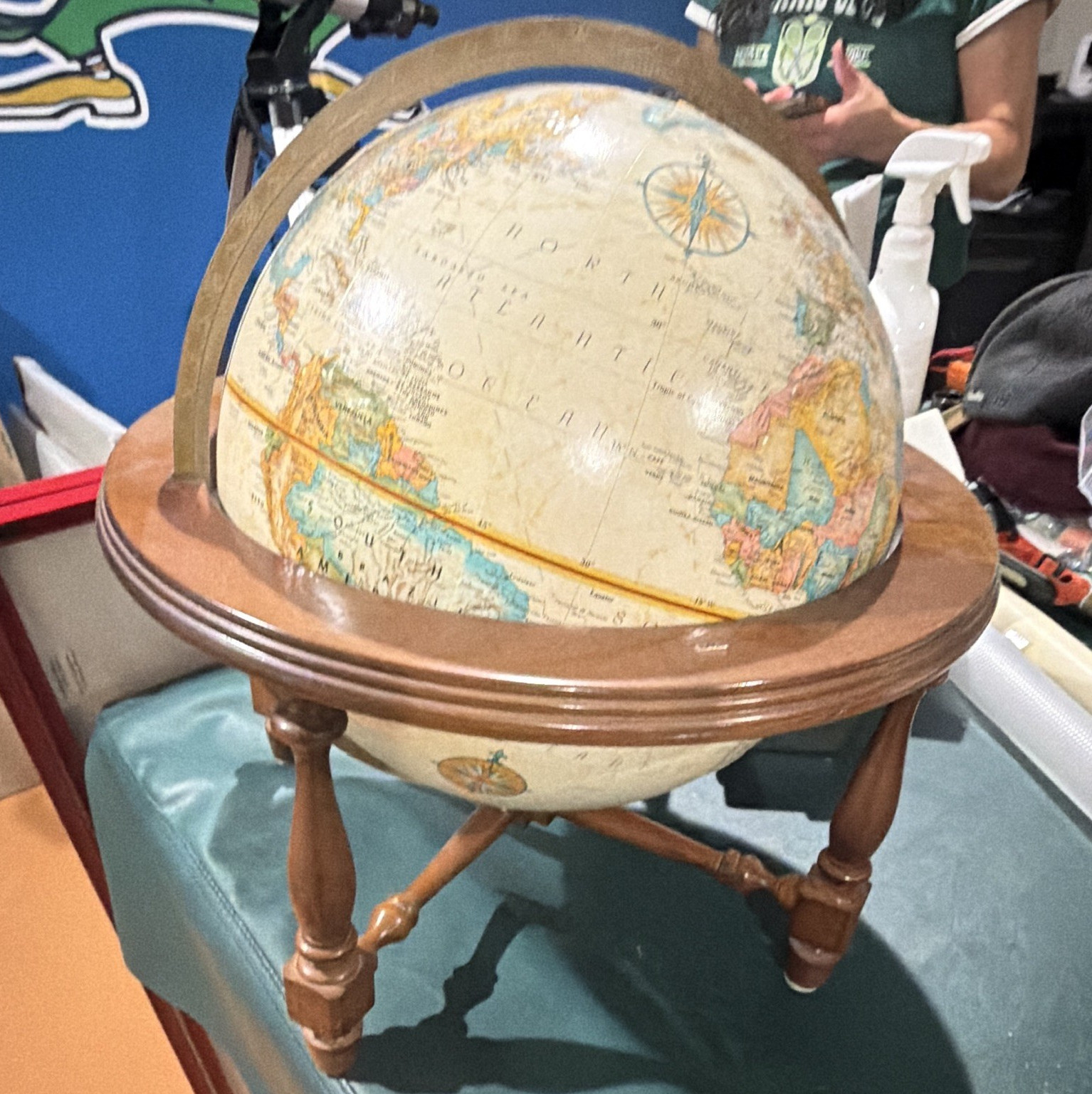 Scott Tabletop World Globe Antique Style Rotating Full Meridian Wood/Metal