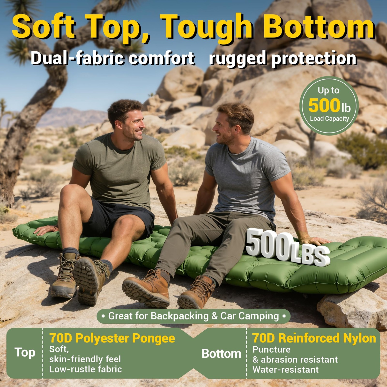 Camping Sleeping Pad, Backpacking Sleeping Pad with Built-in Pillow and Foot ...